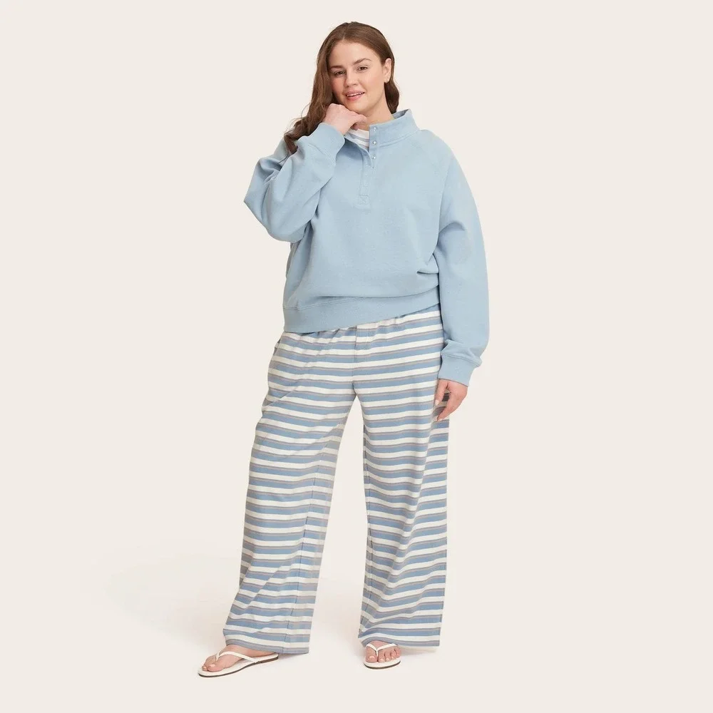 Parke Target Women L Large Boxer Knit Sweatpants Blue/Orange Striped Sweat Pants